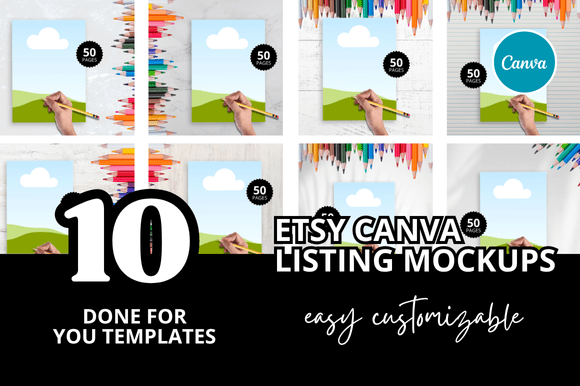 10 Children's Coloring Listing Mockup