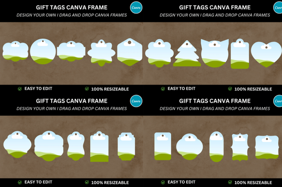 25 Gift Tag Frame Mockup Canva Bundle for Digital Designers