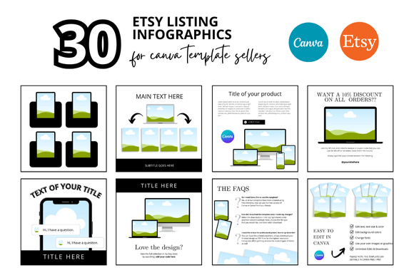 30 Etsy Listing Photo Infographics: Elevate Your Digital Product Listings with Professional Canva Mockups