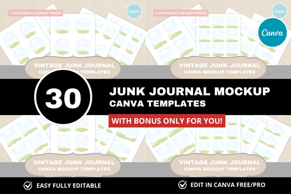 30 Vintage Junk Journal Template Bonus: Elevate Your Digital Design Workflow