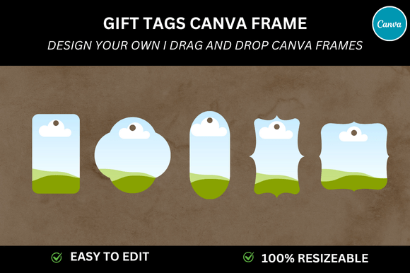 5 Gift Tag Frame Canva Mockup Templates for Your Etsy Digital Shop