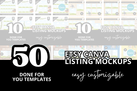 50 Children's Coloring Listing Mockup