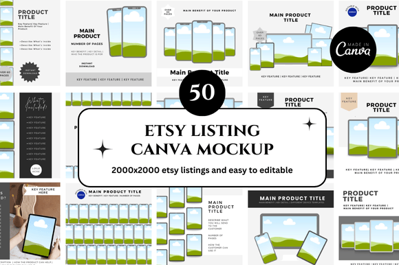 50 Etsy Canva Mockup: A Time-Saving Resource for Digital Product Sellers