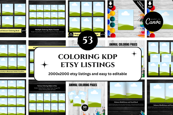 53 Etsy Coloring Listings Mockup