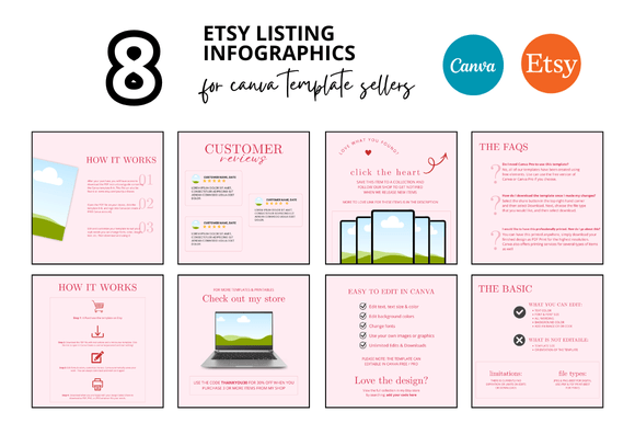 8 Pink Etsy Listing Infographics