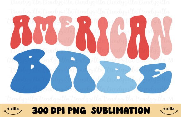 American Babe Groovy SVG and PNG Files for Creative Projects