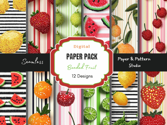 Beaded Summer Fruit Seamless Pattern: A Vibrant Addition to Your Creative Projects
