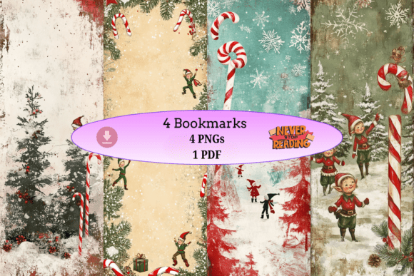 Candy Cane Elf Bookmark Set