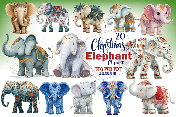 Christmas Elephant Clipart: A Versatile Addition to Your Creative Projects