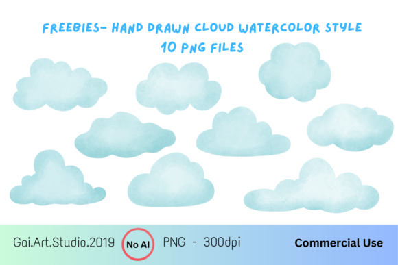 Freebies - Cloud Hand Drawn Watercolor: A Practical Evaluation for Creatives