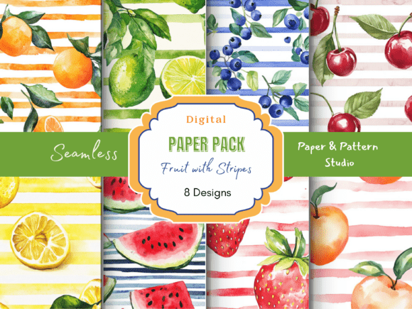 Fruit with Striped Pattern Seamless