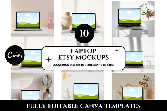 Laptop Etsy Listings Mockup