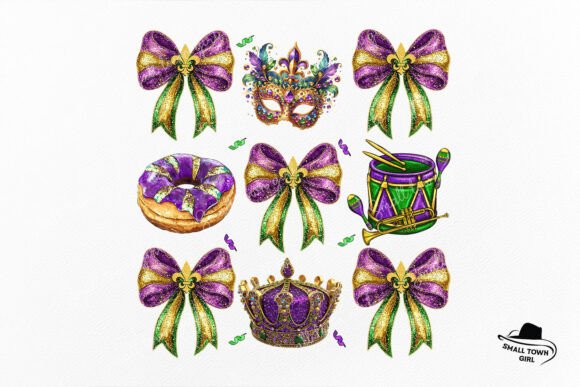 Mardi Gras Coquette Bow Kingcake Mask: A Festive Digital Design for Creative Use