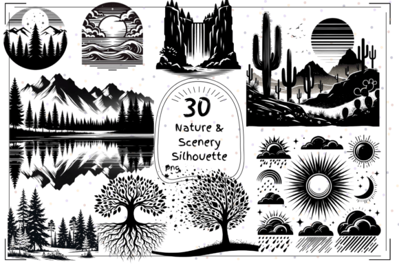 Nature Scenery Silhouettes Clipart: A Versatile Resource for Creative Projects
