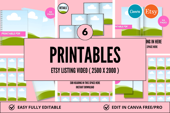 Printables Etsy Video Canva Mockup