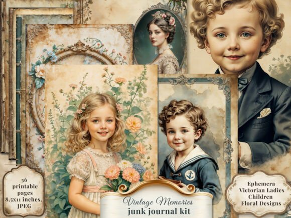 Vintage Memories Junk Journal Kit 54page: A Creative Treasure for Every Enthusiast