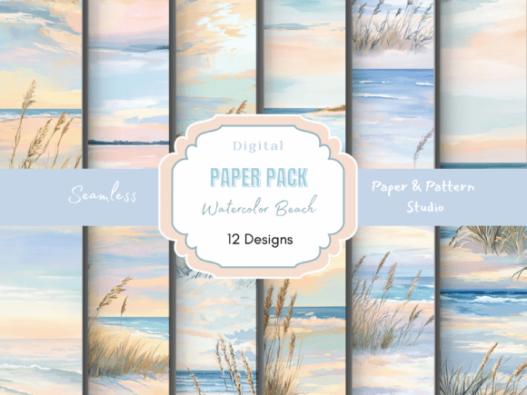 Watercolor Beach Seamless Digital Paper